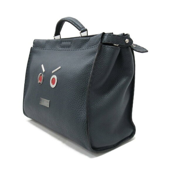 Fendi Peekaboo Handbag Leather Navy Blue Bag Business Work - Picture 3 of 10